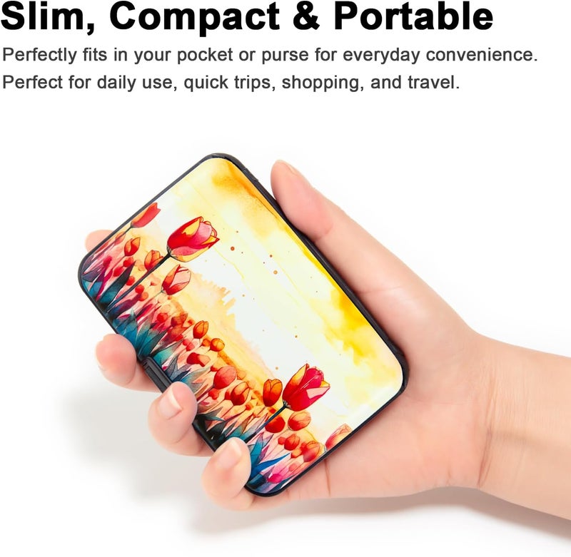 Kaabao Credit Card Holder, Metal Card Wallet RFID Blocking Mini Slim Aluminum Business Hard Card Case for Women Men (Tulip) - Image 3